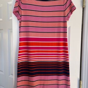 Michael Kors Pink Mini Dress with Short Sleeves and A-line Neckline